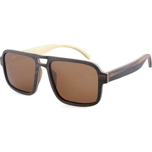 Dropshipping 2020 Polarized OEM Custom Logo Fashion Brown Pilot Walnut Wood Laminated Sunglasses