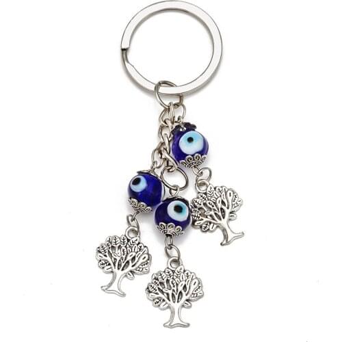 Key pendant blue eye tree of life keychain chain car key pendant buckle mens jewelry gift J0519