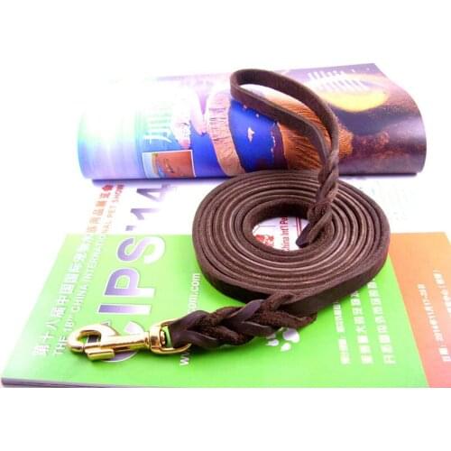 30pcs/lot Braided Handmade Genuine Leather Copper Hook Dog Leash Pet Training Leash Walking Lead For Medium Large Dogs ZA3965