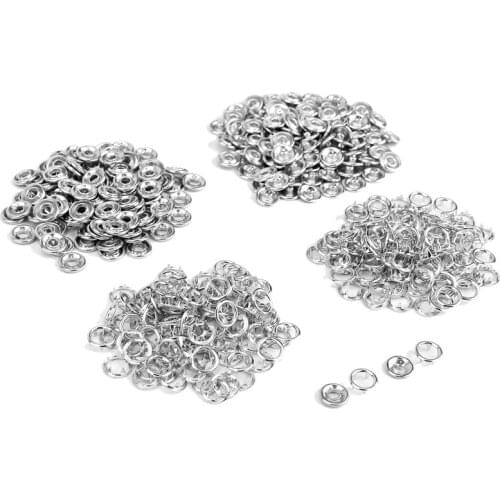 Practical 100 x push button 9.5 mm press eyelets with 5 claws 3.5 mm silver