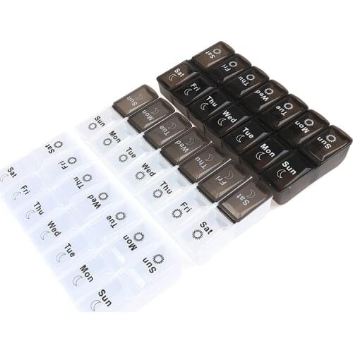 Luxury medical Pillbox 1 Pack 7 Days Weekly Pill Case 14 Grids Medicine Tablte Dispenser Plastic Make Pill box Storage Container