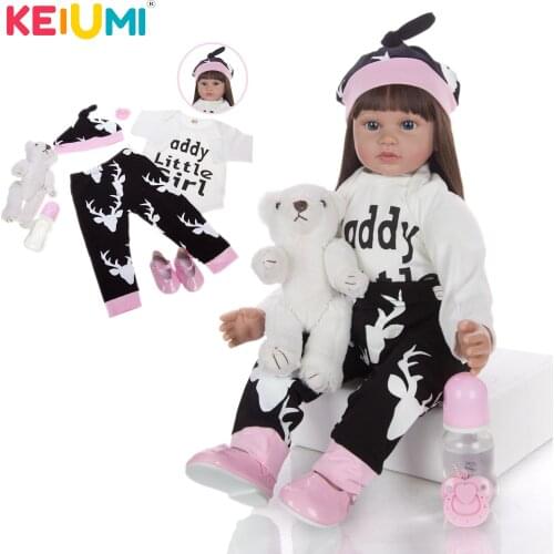 KEIUMI Silicone Reborn Baby Dolls 24 Inch Princess Girl Bebe Reborn Dolls Toy Doll Pillow Playmate For Child Birthday Gifts