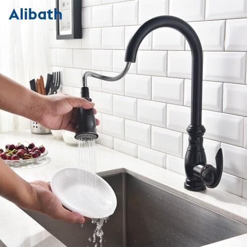 Black Kitchen Faucets Pull Out Kitchen Sink Mixer Tap Single Lever Water Mixer Tap Crane For Kitchen 360 Rotation Mixer