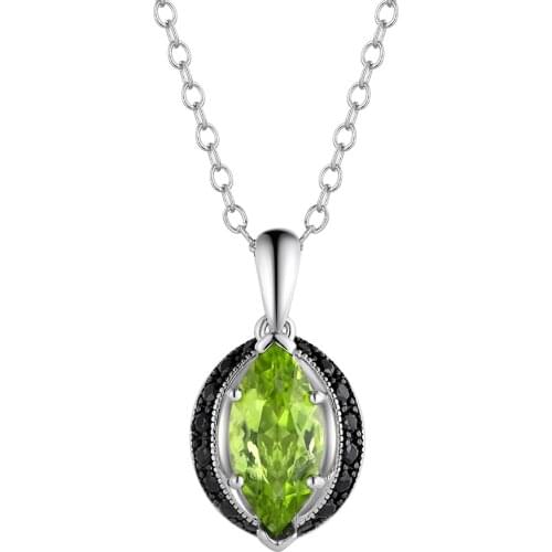 GZ ZONGFA Ladies Charm Jewelry Choker Necklace Natural Peridot Pendant Luxury 925 Sterling Silver Chain Necklace For Women