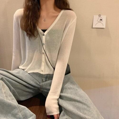 Korean Style Summer Top Long Sleeve See Through Mesh Woman T Shirts V Neck Lace Fishnet T Shirt Tops Fashion Sunscreen Tee