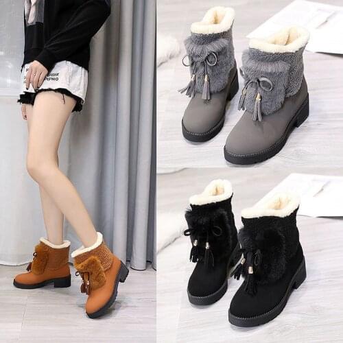 Women Boots platform Winter Shoes Women Snow Boots Platform Keep Warm Ankle Winter Boots With Thick Fur Heels Botas Mujer