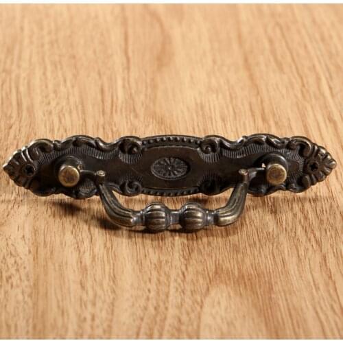 1set Pull Handle Iron Knob Vintage Cabinet Door Knobs Cupboard Drawer Wardrobe 103mmx20mm Antique Bronze Furniture Hardware