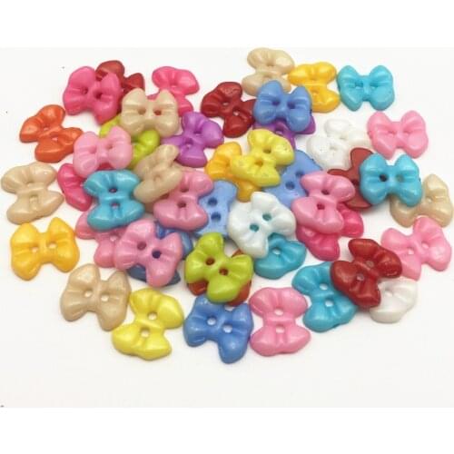 100pcs 13x14mm Bows Plastic Buttons 2 Hole Shirt Sewing Button Garment Accessories For Scrapbooking Embellishments