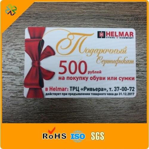 1000pcs 85.5*54*0.76mm factory custom business plastic gift card CMYK printing pvc gift membership card