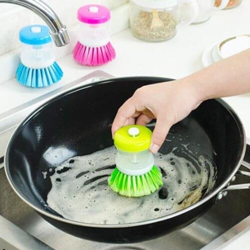 2pcs Scourers With Handle Dish Scrubber Brush Hydraulic Pot Washing Cleaning Scrub Washing Pot Dish Brush Home Dish