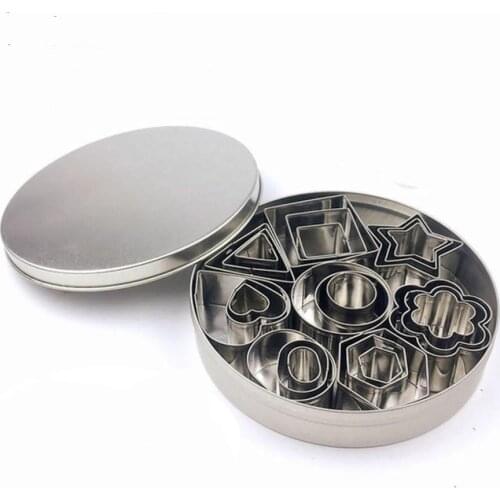24pcs/set Stainless Steel Cookie Cutter Set Biscuits Molds Pastry Cutters Slicers Mould For Cake Decor Rectangle Round Baking