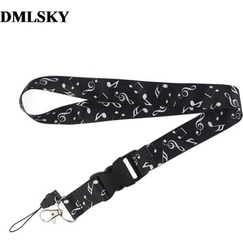 24pcs/lot Music Notes Lanyard Keychain Lanyards for keys Badge ID Mobile Phone Rope Neck Straps Accessories Gifts M3829