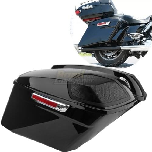 4" Motorcycle Vivid Black CVO Stretched Extended Hard Saddle Bags Saddlebags For Harley Touring Road King Street Glide 1993-2013