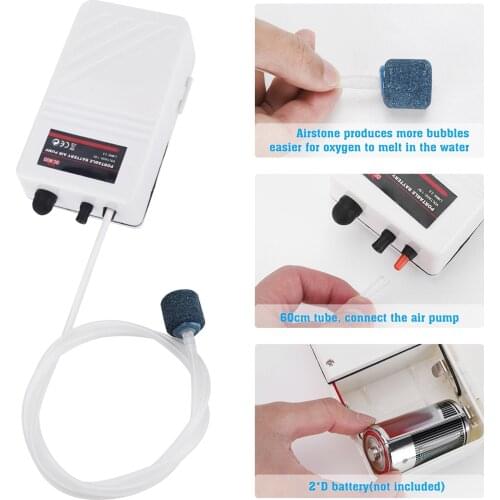 Aquarium Air Pump with Tube Air Stone Battery Operated Aquarium Oxygenator for Fish Tank Aquarium Accessories