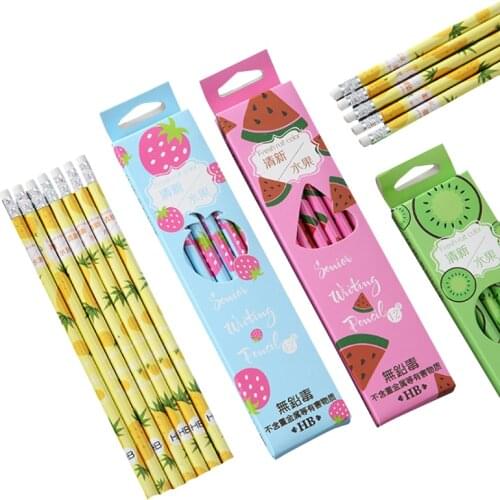 FREE SHIPPING10packs/lot Creative Cartoon Cute Kawaii Fresh Fruit Drawing Stationery Wood With Rubber Lead-free Poison
