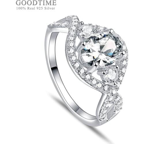 925 Sterling Silver Ring Luxury Rhinestone Wedding Rings With Zircon Jewelry Accessories For Bride Party Girl Anniversary Gift