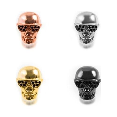 13*10mm skull multicolor crystal micro pave cz zircon cubic zirconia beads DIY necklace charm bracelet connectors making fgr2w