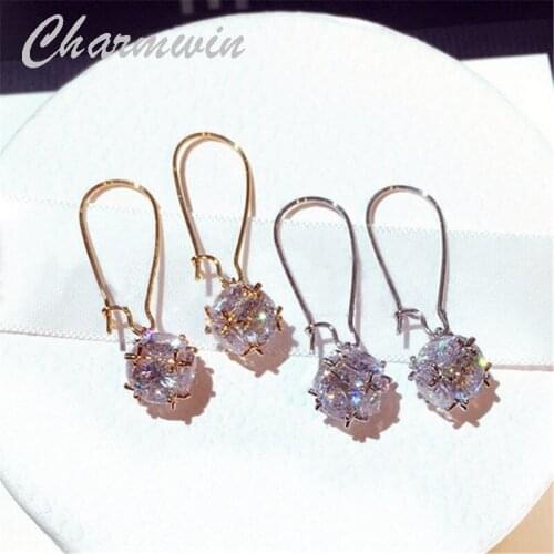 Charmwin New Fashion Long Earrings Hanging Earrings For Women Cubic Zirconia Earrings Ball Earrings Women