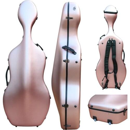 Cello Case 4/4 Carbon Fiber Cello Hard Case Box Rose Golden Strong Light 3.6kg