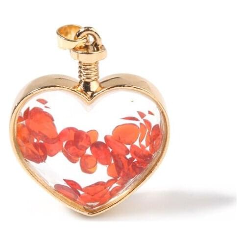 CKysee Heart Shaped Glass Natural Irregular Crushed Stone Necklace Alloy Glass Bottle DIY Woman Pendant Jewelry Creative Gift
