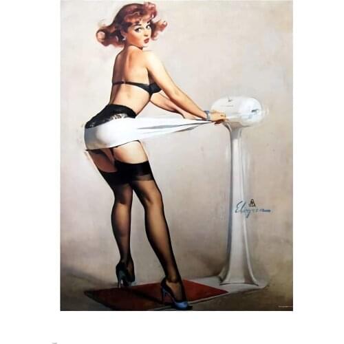 DINGDUO Metal Vintage Tin Pin-Up Girl Adorable Sexy Lingerie for Garage Home Bar Pub Man Cave Retro Art Sign 20 X 30 cm