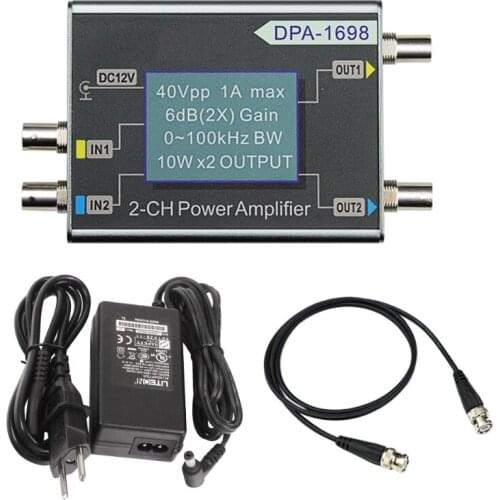 F2TE Dual Channel DDS Function Signal Generator High Power Amplifier DC Power Amplifier 40V 0-100KHz DPA-1698 EU Plug