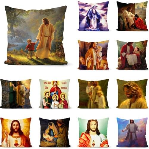 Christian Throw Pillow Case Vintage Jesus Angle Cushion Covers for Home Sofa Chair Decorative Pillowcases