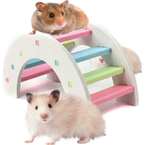 Hamster Ladder Rainbow Bridge Pet Toys Wooden Bridge Hanging toys Small Animals Seesaw Sport Exercise Toys For Cute Pet Gift