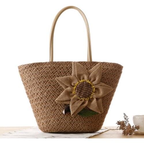 Korean fashion new pastoral wind weave bag shoulder cannabis flower woven bag beach bag summer vacation leisure handbags