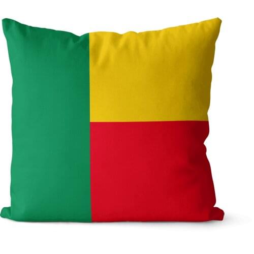 Flag of Benin pattern square pillowcase pure cotton linen pillowcase party home decoration sofa cushion cover 45x45cm 40x40