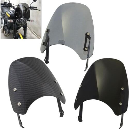 Windscreen Windshield Fly Screen Shield Wind Deflector with Holder For DUCATI Scrambler 400 800 2015 2016 2017 2018 2019 2020