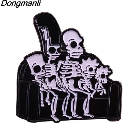 LT332 Halloween Funny Skull Anime Icons Manga Enamel Pins Custom Brooches Lapel Badge Jewelry For Friends Kids Gift