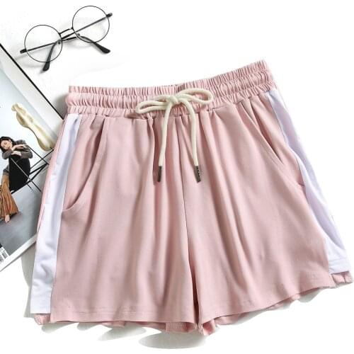 Fashion Women Shorts Summer Solid Elastic Waist Drawstring Sport Shorts Loose Beach Shorts Breathable Home Shorts Feminino 2020
