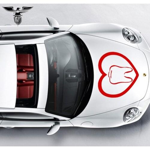 EmpireYing 3 Sizes 8 Colors Heart Tooth Lettering Art Sticker Dentist Dental Hygienist Assistant Car Detector Health Vinyl Decal