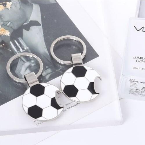 Stainless Steel Football Bottle Opener Keychain Metal Small Key Pendant Decoration Crafts New design Kitchen Tools Accessories
