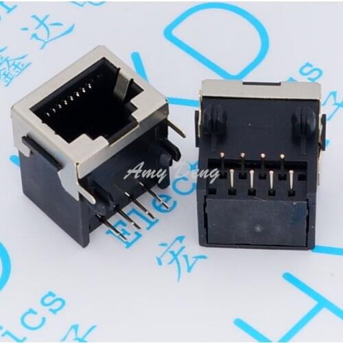 100pcs/lot RJ45 socket 58 half a pack of 56-8P8C semi shielding half package type network socket shell protection