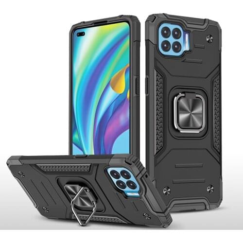 Magnetic Metal Finger Ring Holder Armor Shockproof Case For OPPO Reno 4 Lite F17 Pro A73 A93 Soft TPU Frame Hard PC Back Cover