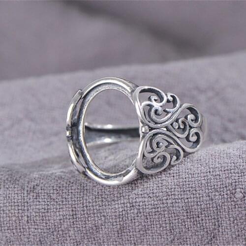 Ring Blank (11x14mm Oval Blank) Adjustable Thai Sterling Silver Ring Base Oval Cabochon Ring Setting R1002B