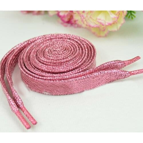 114cm Colorful Gold Silk Silver Flat Shoelaces Pearlescent Laces Wild Casual Shoes Glitter Shiny Gold Shoe Lace Shoes Strings