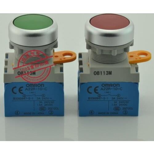 [ SANY ]Genuine 22mm metal ring flat buttons A22R-F *-10A 1NO self-locking A22R-F *-10M self-resetting --10PCS/LOT