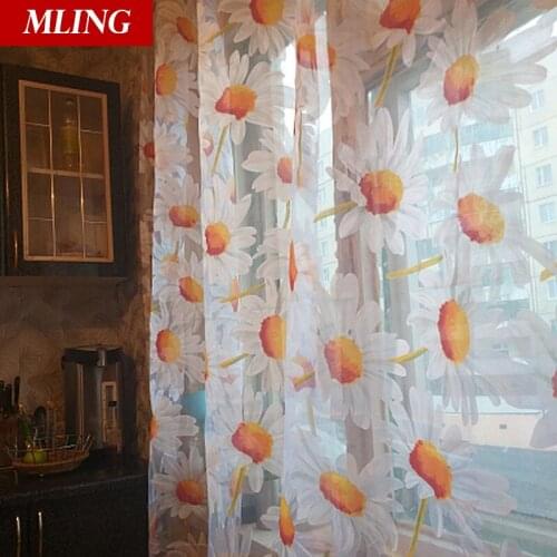 Modern Floral Tulle Curtains for Living Room Bedroom Sheer Window Curtains Children Crushed Voile Door Curtain Drapes Panels