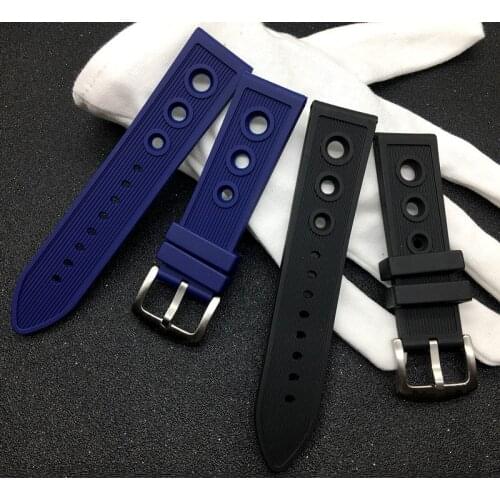 Top Black Blue 24mm Silicone Strap for Breitling Watchband for Avenger navitimer Rubber Stainless Clasp Watch Wrist band logo on