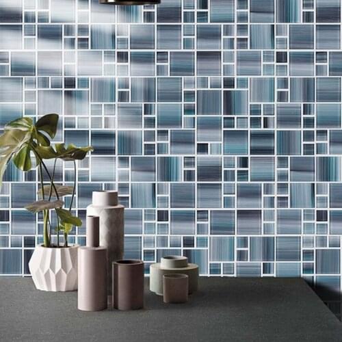 Blue mix texture crystal glass mosaic tile wall paper DIY sticker bathroom tile