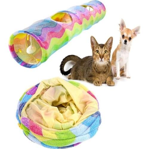 Foldable Rainbow Cat Tunnel Toys Collapsible Pet Play Multicolor Tunnel Tube Toy for Cats Puppy Kitty Cat toy