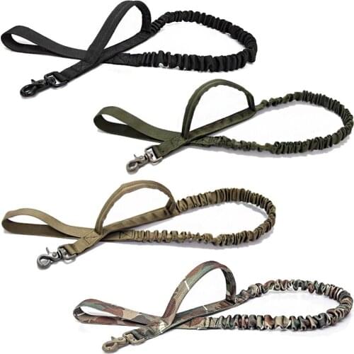 Tactical Nylon Bungee Dog Harness Leash Padded Handle Training Pet Dog Collar Leash For Small Medium Large Dog Lead Leash Belt