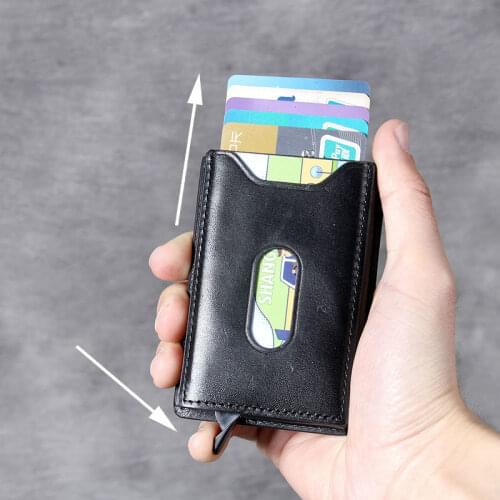 Genuine Leather Men Slim Wallets Card Holder Male Small Wallets Black Purses Thin Wallet for Card