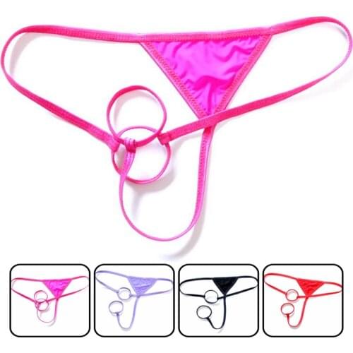 Homme Sissy Underwear with Penis Hole Mens Lingerie Panties Gay Pouch Hole Crotchless Open Butt Bikini T-Back Thong String