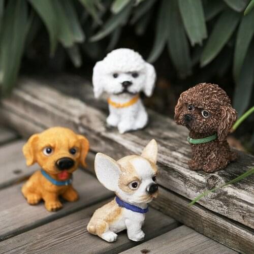 Handmade Home Decoration Resin Crafts Courtyard Cute Pet Dog Teddy Dog Chihuahua Golden Retriever Puppy Decoration