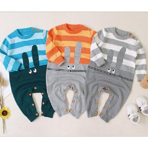 Knitted Baby Romper Rabbit Newborn Baby Jumpsuit Autumn Winter Baby Girl Clothes Cotton Boy Romper Jumpsuit Cartoon Overalls