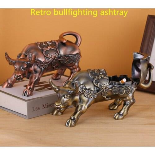 High-end creative retro bullfighting ashtray home creative office windproof and fall-proof net red living room fashion ashtray
